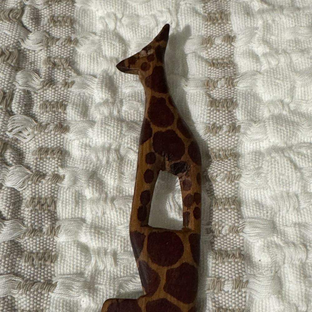Wooden Giraffe Figurine‎ Hand Carved Animal Safari Decor Envelope Opener Whimsy